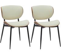 CLP Juego de 2 sillas de Visita Enid con Respaldo y tapizado I Sillón con Revestimiento de Polipiel o Tela I Cómoda Silla de Comedor, Color:Nuez/Crema, Material:Cuero Sintetico