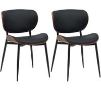 CLP Juego de 2 sillas de Visita Enid con Respaldo y tapizado I Sillón con Revestimiento de Polipiel o Tela I Cómoda Silla de Comedor, Color:Nuez/Negro, Material:Cuero Sintetico