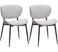 CLP Juego de 2 sillas de Visita Enid con Respaldo y tapizado I Sillón con Revestimiento de Polipiel o Tela I Cómoda Silla de Comedor, Color:Nuez/Crema, Material:Tela