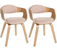 CLP Set De 2 Sillas De Comedor Kingston En Tela & Madera I Pack De 2 Butacas Nórdicas para Reuniones Modernas, Color:Natural/Crema, Color del Marco:Natura