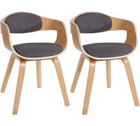 CLP Juego de 2 sillas ergonómicas Kingston, sillones con Respaldo Envolvente, Base de Madera, hasta 150 kg, Color:Natura/Gris Claro, Color del Marco:Natura