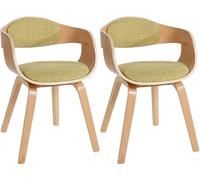CLP Set De 2 Sillas De Comedor Kingston En Tela & Madera I Pack De 2 Butacas Nórdicas para Reuniones Modernas, Color:Natura/Verde Claro, Color del Marco:Natura