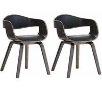 CLP Set De 2 Sillas De Sala Kingston En Polipiel I Butacas De Madera con Respaldo Semi-Curvado En Estilo Escandinavo, Color:Negro/Gris