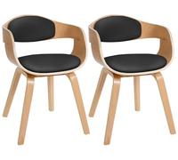 CLP Set De 2 Sillas De Sala Kingston En Polipiel I Butacas De Madera con Respaldo Semi-Curvado En Estilo Escandinavo, Color:Natural/Negro