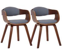 CLP Juego de 2 sillas Kingston ergonómicas, Respaldo Acolchado, Cuero sintético y Madera, hasta 150 kg, Color:Nuez/Gris