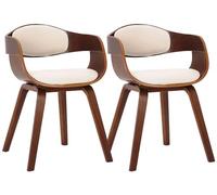 CLP Set De 2 Sillas De Sala Kingston En Polipiel I Butacas De Madera con Respaldo Semi-Curvado En Estilo Escandinavo, Color:Nuez/Crema
