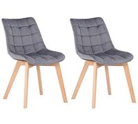 CLP Juego de 2 sillas Passaic de Terciopelo, ergonómicas Acolchadas, con Protectores de Suelo, hasta 150 kg, Color:Gris
