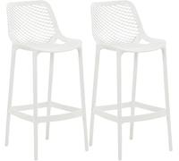CLP Juego de 2 taburetes de Bar Air para jardín, Resistentes al Clima, sillas de jardín con Respaldo, Resistentes a UV, de plástico Color:Blanco