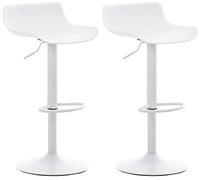 CLP Juego de 2 taburetes de Bar Aveiro con Asiento de plástico I Taburete de mostrador Regulable en Altura I Taburete de mostrador con Base de Trompeta, Color:Blanco