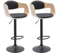 CLP Juego de 2 taburetes de Bar con Respaldo Kingston, taburetes de Bar tapizados en Polipiel o Tela, taburetes de Bar Regulables en Altura, Color:Natural/Negro, Material:Cuero Sintetico
