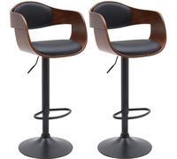 CLP Juego de 2 taburetes de Bar con Respaldo Kingston, taburetes de Bar tapizados en Polipiel o Tela, taburetes de Bar Regulables en Altura, Color:Nuez/Negro, Material:Cuero Sintetico