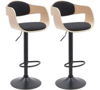 CLP Juego de 2 taburetes de Bar con Respaldo Kingston, taburetes de Bar tapizados en Polipiel o Tela, taburetes de Bar Regulables en Altura, Color:Natural/Negro, Material:Tela