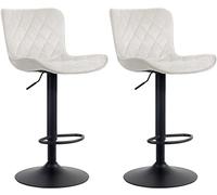 CLP Juego De 2 Taburetes De Bar Emma En Terciopelo, Tela o Polipiel I Sillas De Cocina & Altura Ajustable Modernas, Color:Crema, Material:Terciopelo