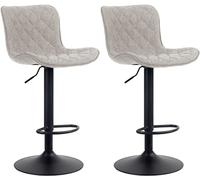 CLP Juego De 2 Taburetes De Bar Emma En Terciopelo, Tela o Polipiel I Sillas De Cocina & Altura Ajustable Modernas, Color:Gris Pardo, Material:Tela