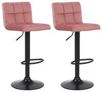 CLP Juego De 2 Taburetes De Bar Feni En Terciopelo con Respaldo I Set De 2 Sillas Altas con Base Metálica & Reposapiés, Color:Fucsia