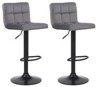 CLP Juego De 2 Taburetes De Bar Feni En Terciopelo con Respaldo I Set De 2 Sillas Altas con Base Metálica & Reposapiés, Color:Gris