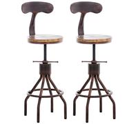 CLP Juego de 2 taburetes de Bar Hanam de Madera y Metal I Set de 2 sillas en Estilo Industrial giratorias & con Respaldo, Color:Bronce