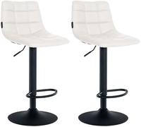 CLP Juego De 2 Taburetes De Bar Jerry En Polipiel I Set De 2 Sillas De Altura Ajustable & Giratorias con Reposapiés, Color:Blanco, Color del Marco:Negro