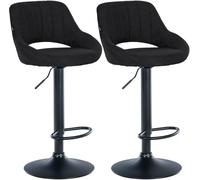 CLP Juego de 2 taburetes de Bar Milet Ajustables en Altura con Respaldo, Asientos Acolchados con tapizado de Tela Color:Negro;Material del Soporte:Negro Mate Metal