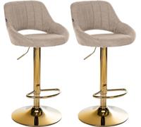 CLP Juego de 2 taburetes de Bar Milet Ajustables en Altura con Respaldo, Asientos Acolchados con tapizado de Tela Color:Gris Pardo;Material del Soporte:Negro Mate Metal