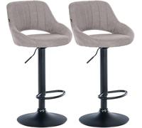 CLP Juego de 2 taburetes de Bar Milet Ajustables en Altura con Respaldo, Asientos Acolchados con tapizado de Tela, Estructura Metalica giratoria Color:Gris;Material del Soporte:Negro Mate Metal