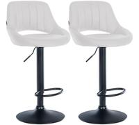 CLP Juego de 2 taburetes de Bar Milet de Piel Sintetica, Regulables en Altura, giratorios, con Respaldo, Color Blanco Material del Soporte Negro Mate Metal