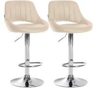 CLP Juego de 2 taburetes de Bar Milet de Piel Sintetica, Regulables en Altura, giratorios, con Respaldo, Color Crema Material del Soporte Hierro Cromado