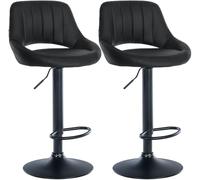 CLP Juego de 2 taburetes de Bar Milet de Piel Sintetica, Regulables en Altura, giratorios, con Respaldo, Color Negro Material del Soporte Negro Mate Metal