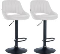 CLP Juego De 2 Taburetes De Bar Milet En Piel Sintética I Set De 2 Sillas Giratorias Acolchadas con Reposapiés, Color:Blanco, Material del Soporte:Negro Mate Metal