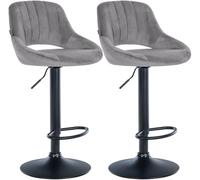 CLP Juego de 2 taburetes de Bar Milet Regulables en Altura con Respaldo, Acolchados en Terciopelo, Estructura Metalica giratoria Color Gris Oscuro Material del Soporte Negro Mate Metal