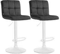 CLP Juego de 2 taburetes de Bar Peru de Terciopelo Ajustable en Altura y Giratorio con Respaldo, Color Gris Oscuro Color del Marco Blanco