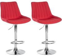 CLP Juego De 2 Taburetes De Bar Toni En Tela I Set De 2 Sillas para Barra De Cocina con Reposapiés & Giratorias, Color:Rojo, Material del Soporte:Hierro Cromado