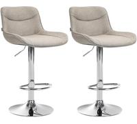 CLP Juego de 2 taburetes de Bar Vonore de Tela I Set de 2 sillas de Cocina con Respaldo & Base metálica I Butacas de salón, Color:Gris Pardo, Color del Marco:Cromado
