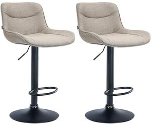 CLP Juego de 2 taburetes de Bar Vonore de Tela I Set de 2 sillas de Cocina con Respaldo & Base metálica I Butacas de salón, Color:Gris Pardo, Color del Marco:Negro