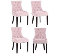 CLP Juego De 4 Sillas Comedor Aberdeen En Terciopelo I Butacas De Salón Acolchadas con Base De Madera, Color:Fucsia, Color del Marco:Antiguo