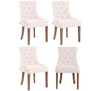 CLP Juego De 4 Sillas Comedor Aberdeen En Terciopelo I Butacas De Salón Acolchadas con Base De Madera, Color:Crema, Color del Marco:Envejecido Claro