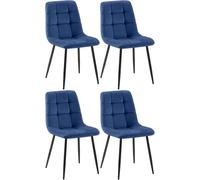 CLP Juego de 4 sillas de Comedor Antibes I Sillas de Cocina tapizadas con Fundas de Terciopelo I con Protectores de Suelo, Color:Azul