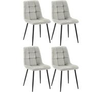 CLP Juego de 4 sillas de Comedor Antibes I Sillas de Cocina tapizadas con Fundas de Terciopelo I con Protectores de Suelo, Color:Gris