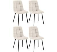 CLP Set De 4 Sillas De Comedor Antibes En Terciopelo Modernas I Juego De Butacas De SalÛn NÛrdicas con Base Met·Lica, Color:Blanco Crema