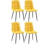 CLP Juego de 4 sillas de Comedor Antibes I Sillas de Cocina tapizadas con Fundas de Terciopelo I con Protectores de Suelo, Color:Amarillo