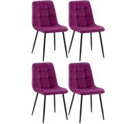 CLP Juego de 4 sillas de Comedor Antibes I Sillas de Cocina tapizadas con Fundas de Terciopelo I con Protectores de Suelo, Color:Violeta
