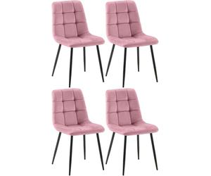 CLP Juego de 4 sillas de Comedor Antibes I Sillas de Cocina tapizadas con Fundas de Terciopelo I con Protectores de Suelo, Color:Rosa
