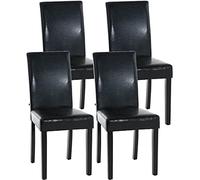 CLP Juego De 4 Sillas De Comedor Ina En Cuero Sintético I Set 4 Butacas con Respaldo Alto & Base de Madera, Color:Negro, Color del Marco:Negro