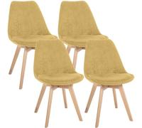 CLP Juego de 4 sillas de Comedor Linares tapizadas, sillas con Respaldo y Base de Madera de Haya, Protectores de Suelo Color:Amarillo;Material:Pana