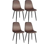 CLP Juego De 4 Sillas De Comedor Napier En Terciopelo, Tela & Polipiel I Set De Sillas De Salón con Base Metálica, Color:marrón, Material:Terciopelo
