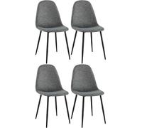 CLP Juego De 4 Sillas De Comedor Napier En Terciopelo, Tela & Polipiel I Set De Sillas De Salón con Base Metálica, Color:Gris, Material:Tela