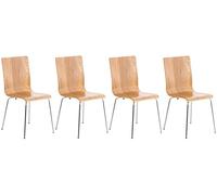 CLP Juego de 4 Sillas de Espera Pepe I Sillas para Visitas con Asiento de Madera Ergonómico I Sillas de Conferencia con Soporte Metálico Estable, Color:Roble