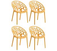 CLP Juego de 4 sillas de jardín, apilables y Resistentes a la Intemperie, Moderno con reposabrazos no Ajustables, Estructura de plástico Hope, Color:Naranja