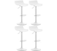 CLP Juego de 4 taburetes de Bar Aveiro con Asiento de plástico I Taburete de mostrador Regulable en Altura I Taburete de mostrador con Base de Trompeta, Color:Blanco