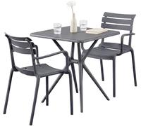 CLP Juego de Muebles de jardín Avena, Resistente a la Intemperie, con 2 sillas apilables y Mesa Cuadrada 72x72cm para balcón, terraza y jardín, Color:Gris Oscuro